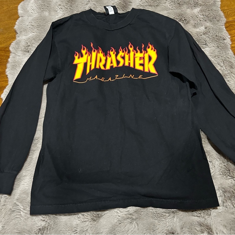 Thrasher Black Crew Neck Long Sleeve Tee